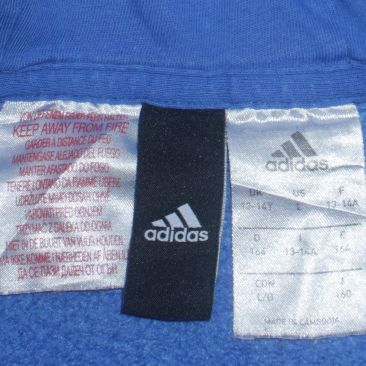 Adidas Boys Blue Pullover Hoodie 13-14 Years Hooded Fleece Sweatshirt