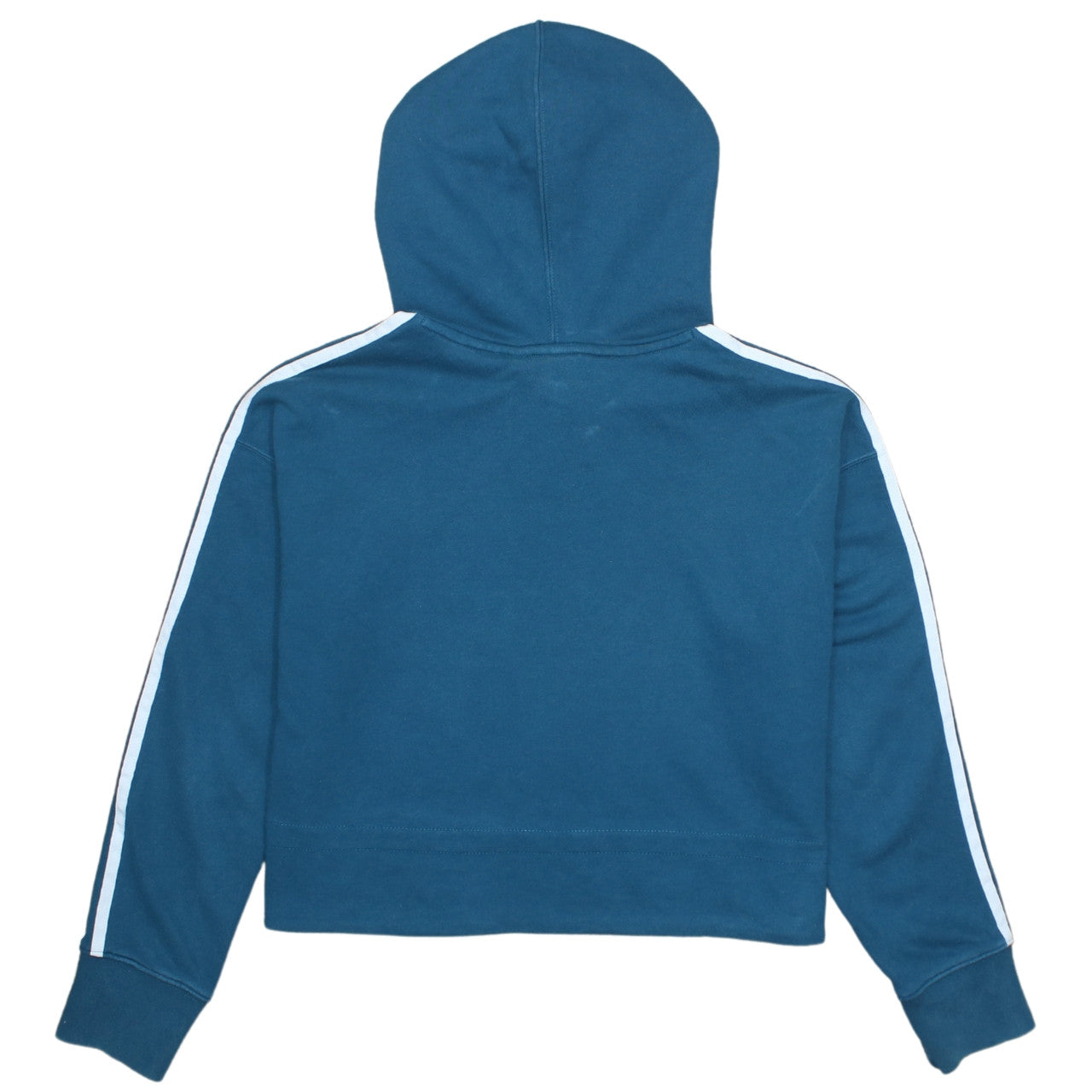 Adidas Women Blue Crop Full Zip Hoodie UK 10 Cotton Blend Sportswear
