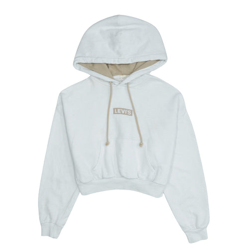Levi's Womens White XS Pullover Hoodie Logo Front Cotton Blend