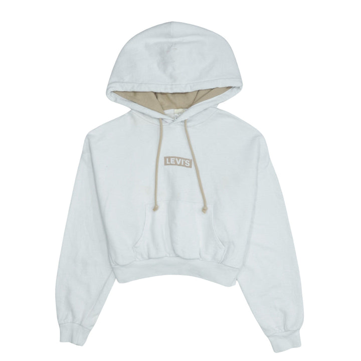 Levi's Womens White XS Pullover Hoodie Logo Front Cotton Blend