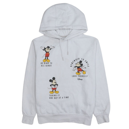 Disney Womens White Mickey Mouse Graphic Pullover Hoodie XS