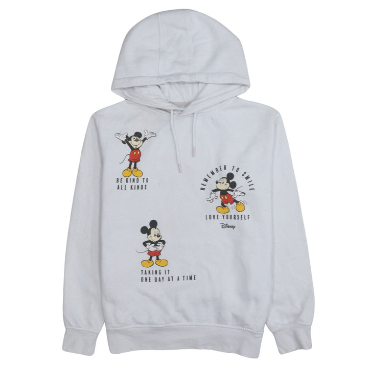 Disney Womens White Mickey Mouse Graphic Pullover Hoodie XS