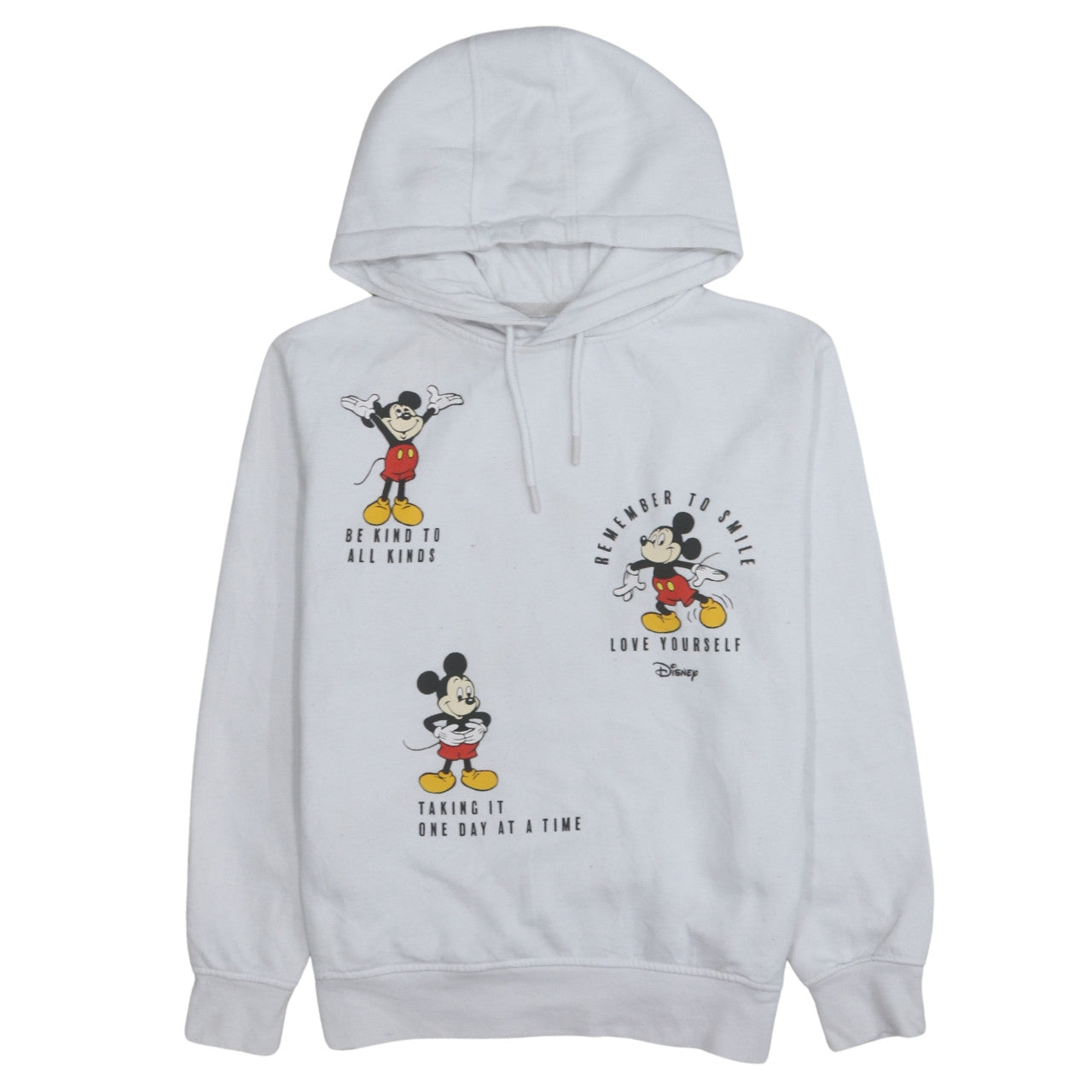 Disney Womens White Mickey Mouse Graphic Pullover Hoodie XS