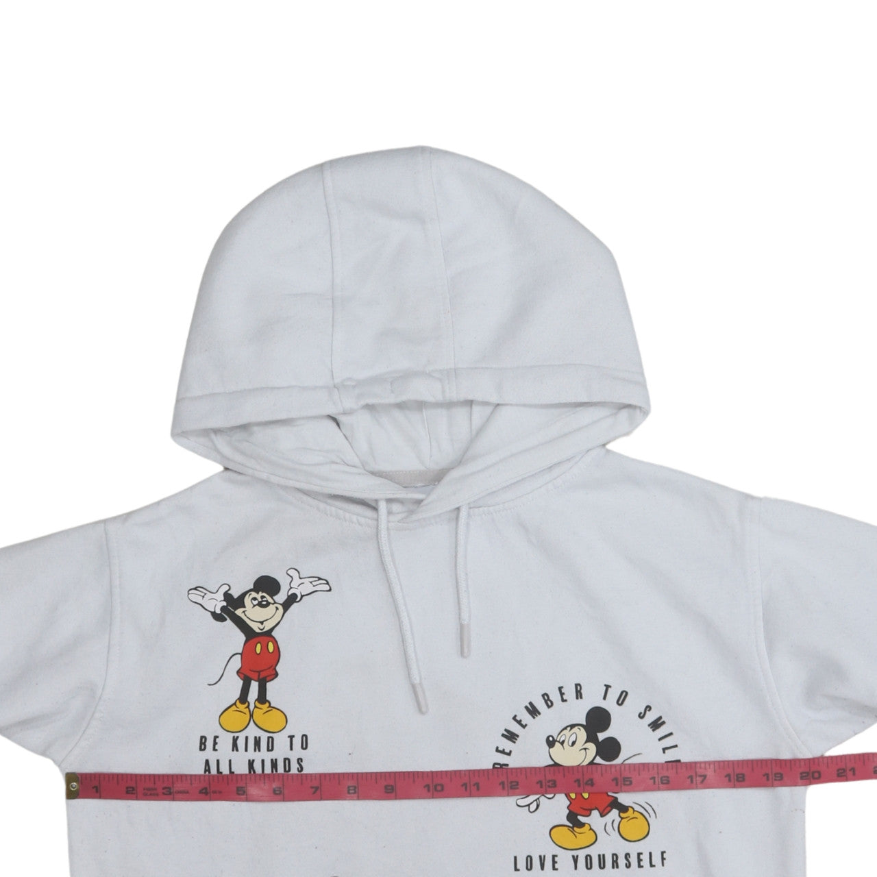 Disney Womens White Mickey Mouse Graphic Pullover Hoodie XS