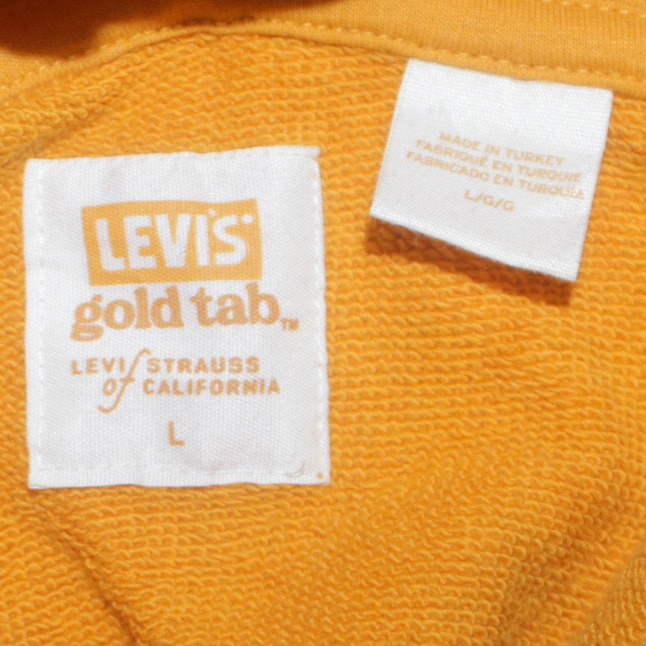 Levi's Men's Yellow Pullover Hoodie L Classic Fleece Sweatshirt