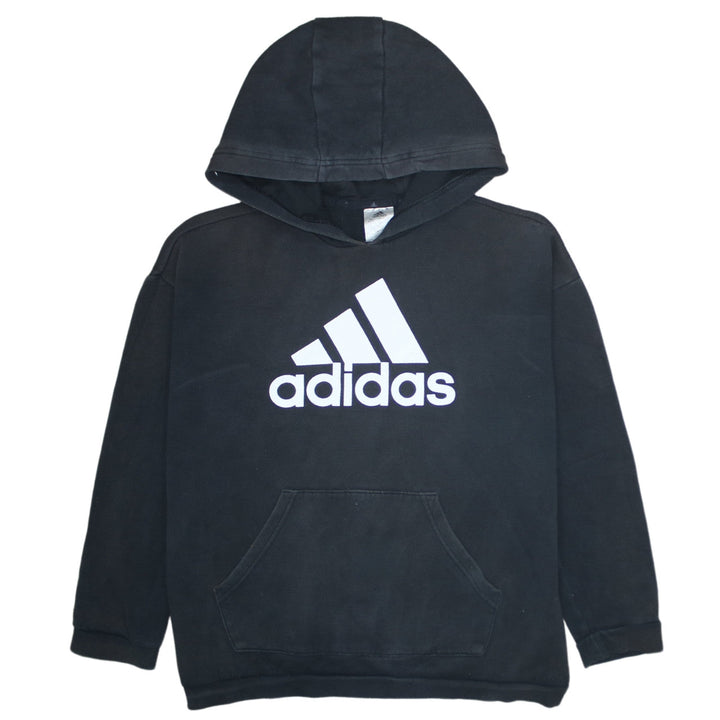 Adidas Womens Black Pullover Hoodie Size M Logo Print Casual