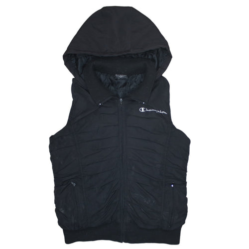 Champion Men's Black Hooded Padded Waistcoat Bodywarmer M