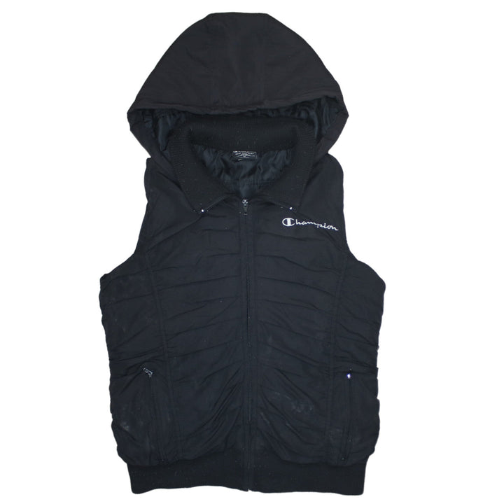 Champion Men's Black Hooded Padded Waistcoat Bodywarmer M