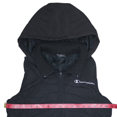Champion Men's Black Hooded Padded Waistcoat Bodywarmer M