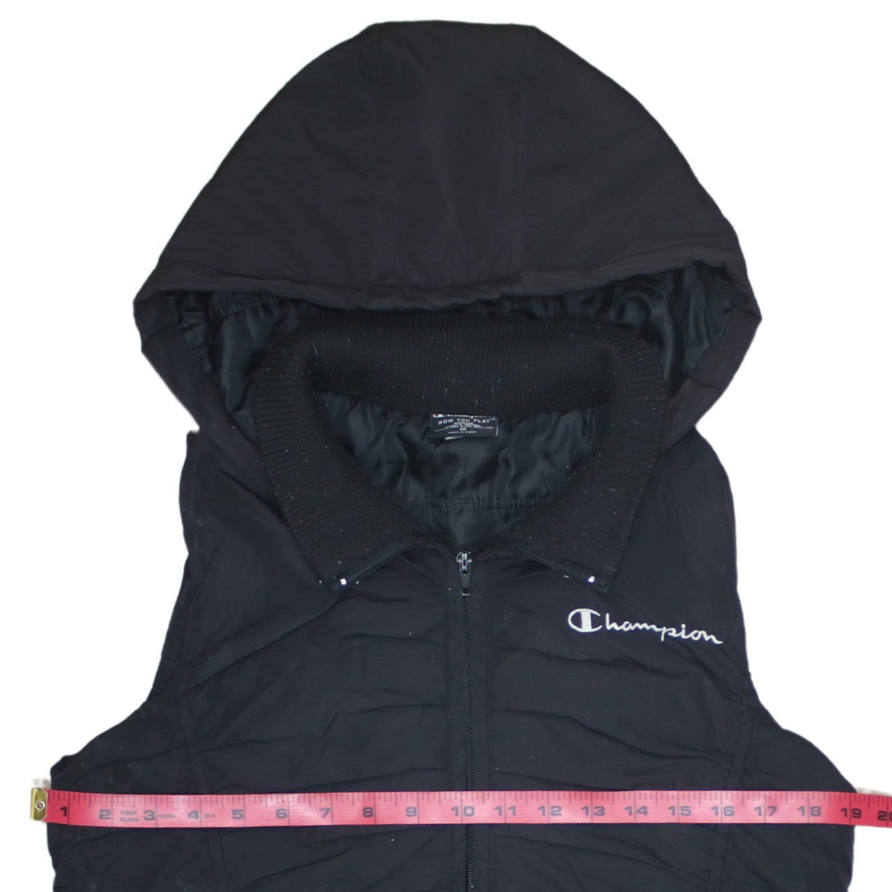 Champion Men's Black Hooded Padded Waistcoat Bodywarmer M