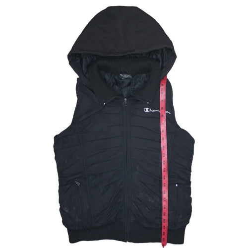 Champion Men's Black Hooded Padded Waistcoat Bodywarmer M