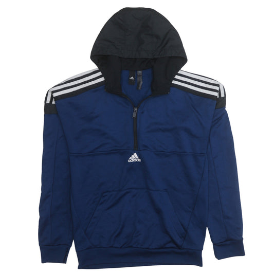 Adidas Men's Blue 1/2 Zip Hooded Sweatshirt Size M