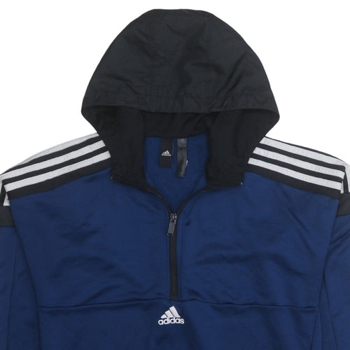 Adidas Men's Blue 1/2 Zip Hooded Sweatshirt Size M
