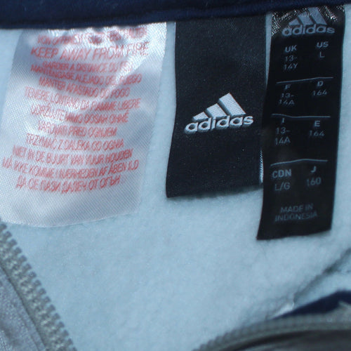 Adidas Boys Grey Colourblock 1/2 Zip Hoodie Sweatshirt Size 13-14 Years