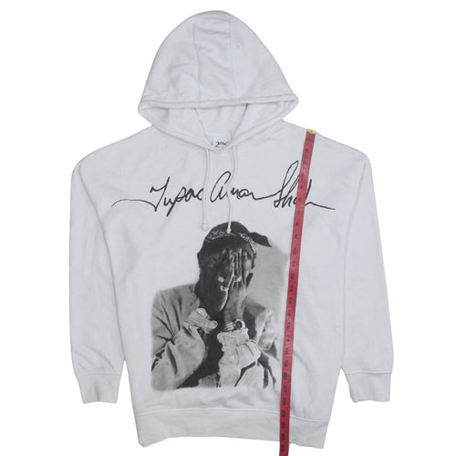 2Pac Womens White Pullover Hoodie Size S Graphic Print Hip Hop Style