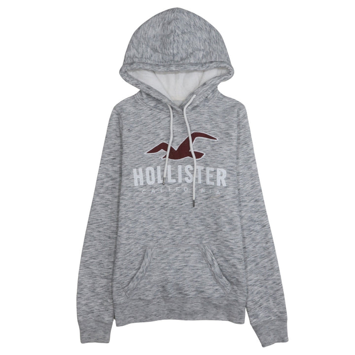 Hollister Womens Grey XS Pullover Hoodie With Logo Print