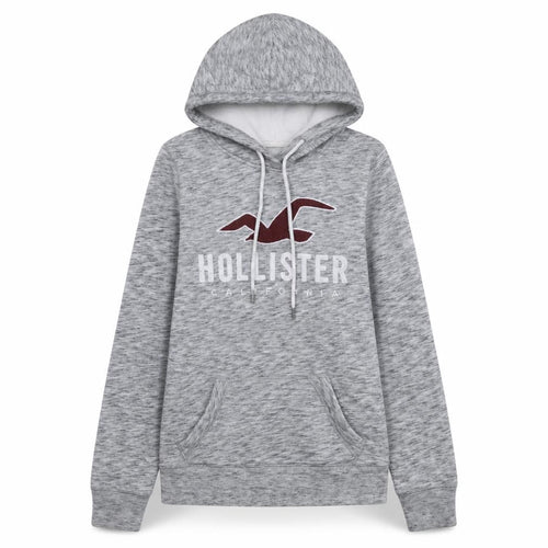 Hollister Womens Grey XS Pullover Hoodie With Logo Print