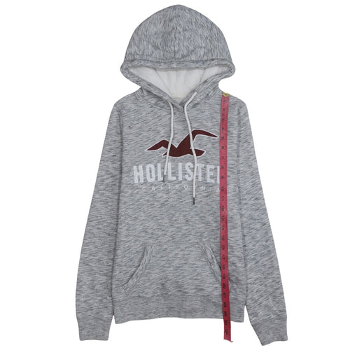 Hollister Womens Grey XS Pullover Hoodie With Logo Print