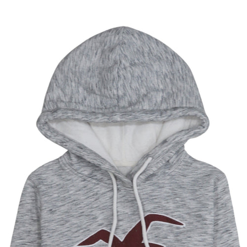 Hollister Womens Grey XS Pullover Hoodie With Logo Print