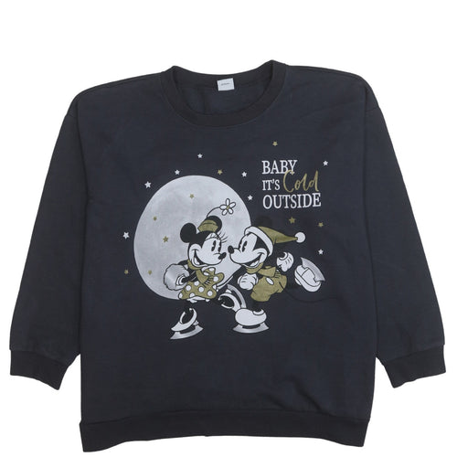 George Disney Women's Black Sweatshirt XL 24-26 Minnie & Mickey Graphic Winter Pullover
