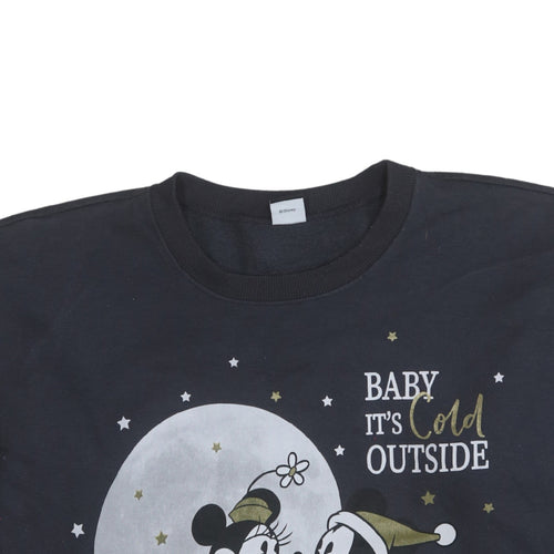 George Disney Women's Black Sweatshirt XL 24-26 Minnie & Mickey Graphic Winter Pullover