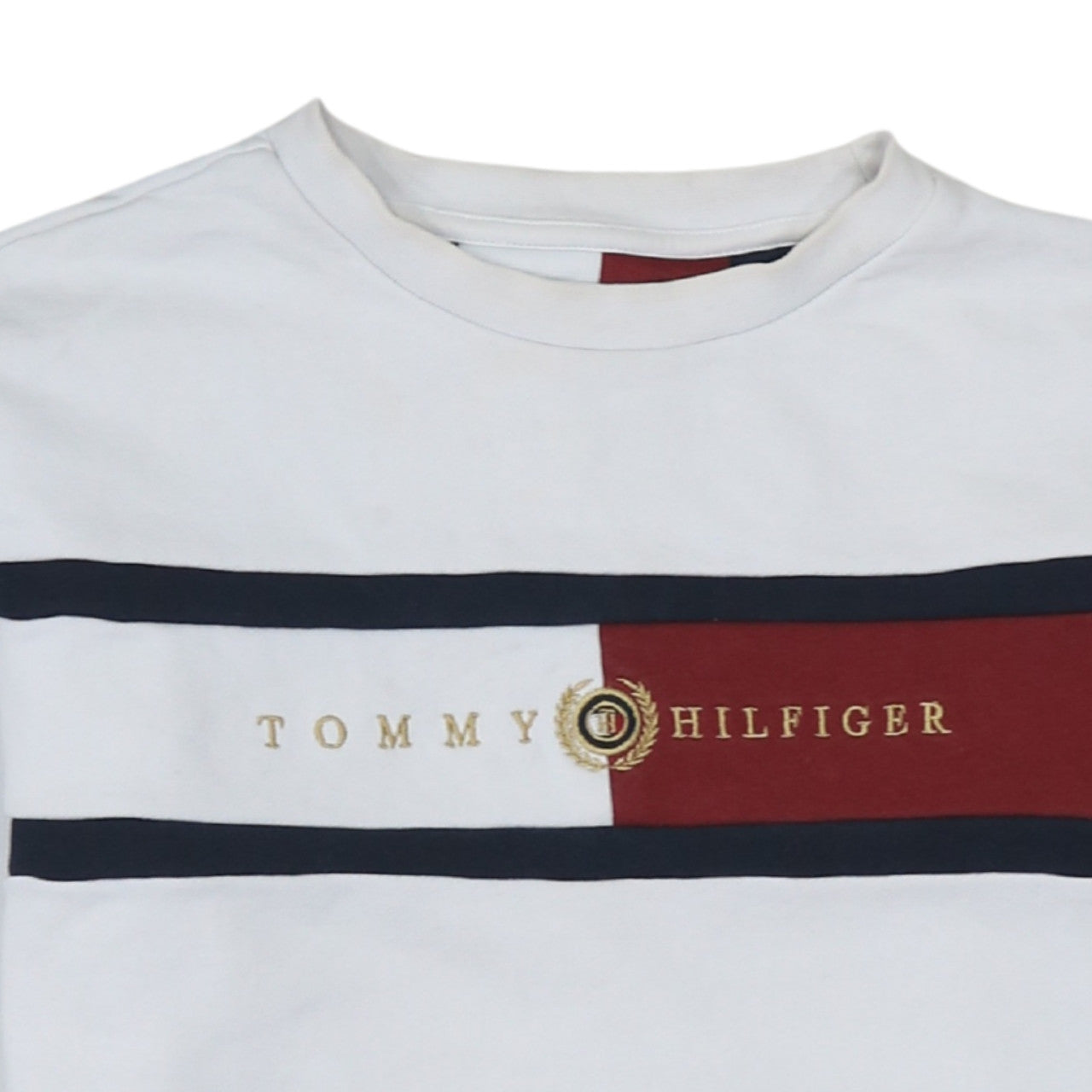 Tommy Hilfiger Boys White Colourblock Logo Sweatshirt Size 152 Pullover