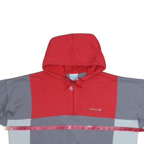 adidas Mens Red Grey XL 1/2 Zip Hoodie Retro Sportswear