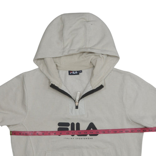 FILA Mens Beige 1/2 Zip Hoodie Medium Regular Fit Sportswear