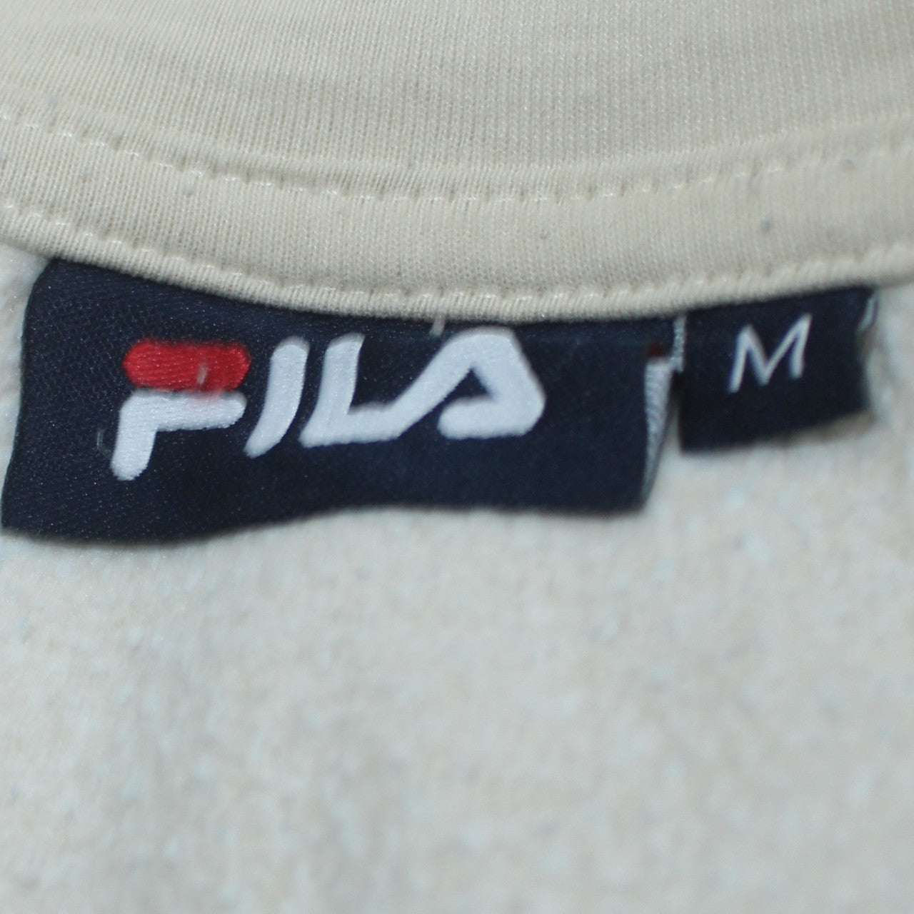 FILA Mens Beige 1/2 Zip Hoodie Medium Regular Fit Sportswear