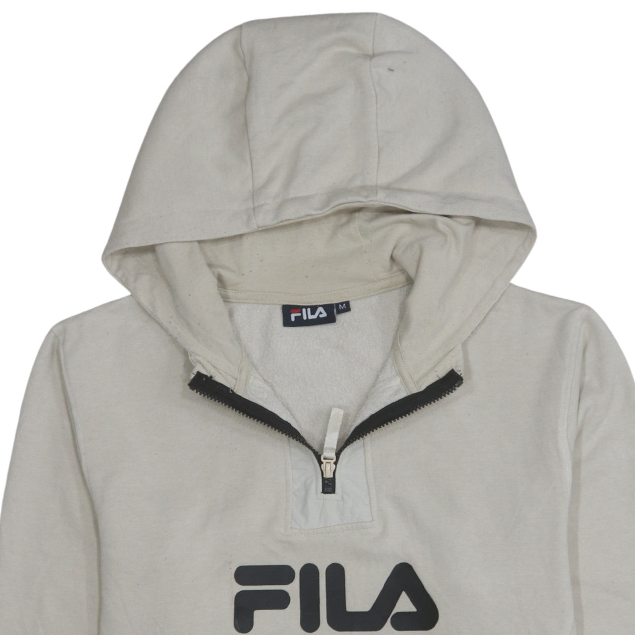 FILA Mens Beige 1/2 Zip Hoodie Medium Regular Fit Sportswear