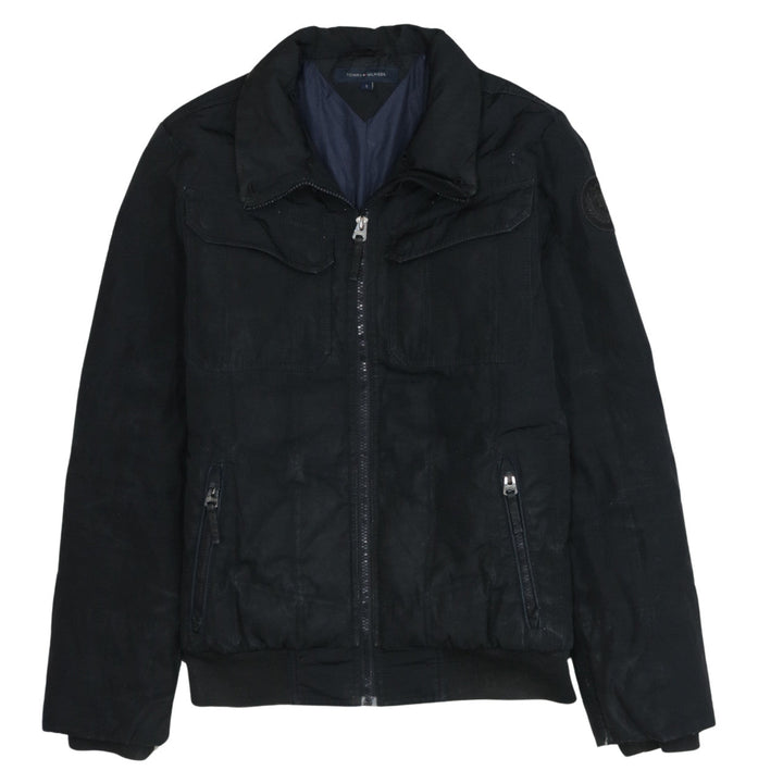 Tommy Hilfiger Men's Black Bomber Jacket S Classic Full Zip Cotton Blend