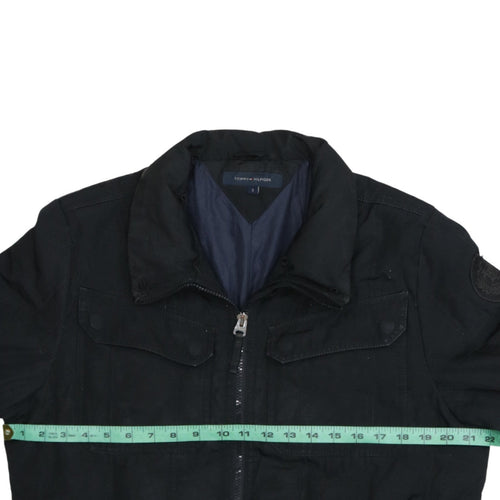 Tommy Hilfiger Men's Black Bomber Jacket S Classic Full Zip Cotton Blend
