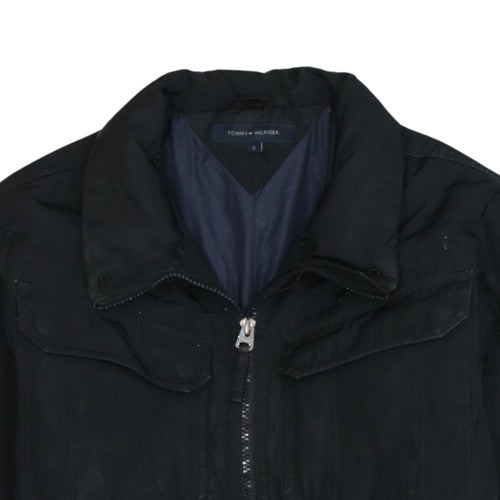 Tommy Hilfiger Men's Black Bomber Jacket S Classic Full Zip Cotton Blend