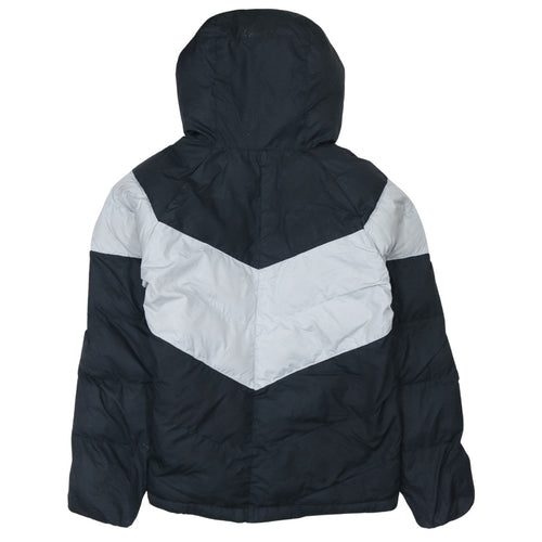 Nike Boys Black Colourblock Hooded Puffer Jacket Size 158 XL Winter Coat
