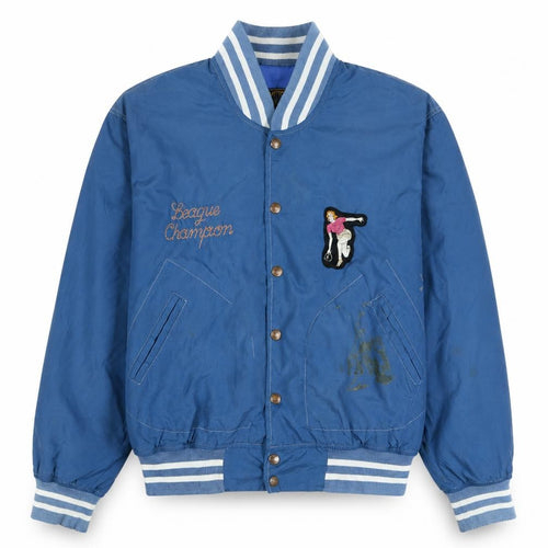 Unlimited Women Blue Varsity Jacket XXL Embroidered Bowling Design