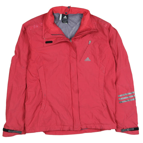 Adidas Women's Red Windbreaker Jacket Size 16 Reflective Sport Style