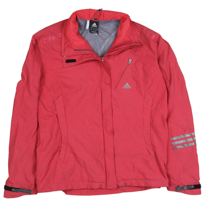 Adidas Women's Red Windbreaker Jacket Size 16 Reflective Sport Style