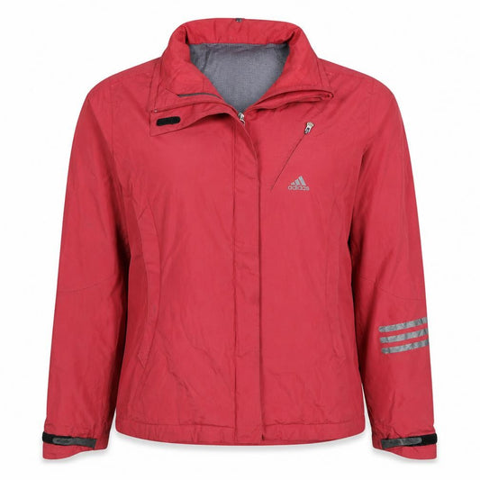 Adidas Women's Red Windbreaker Jacket Size 16 Reflective Sport Style