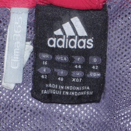 Adidas Women's Red Windbreaker Jacket Size 16 Reflective Sport Style