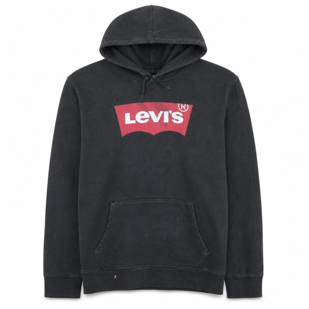Front view of Levi's Men's Black Pullover Hoodie XL Graphic Logo Cotton Casual