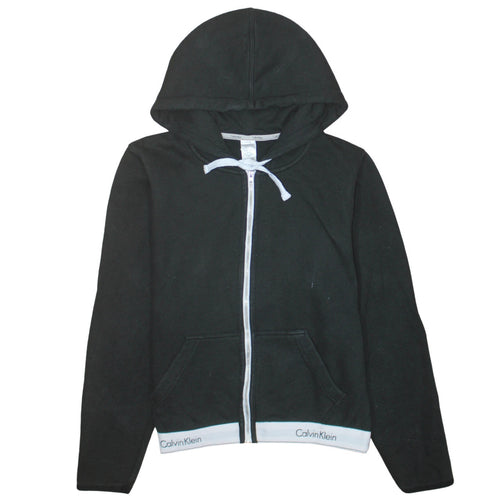 Calvin Klein Womens Black Hooded Zip Pyjama Top L