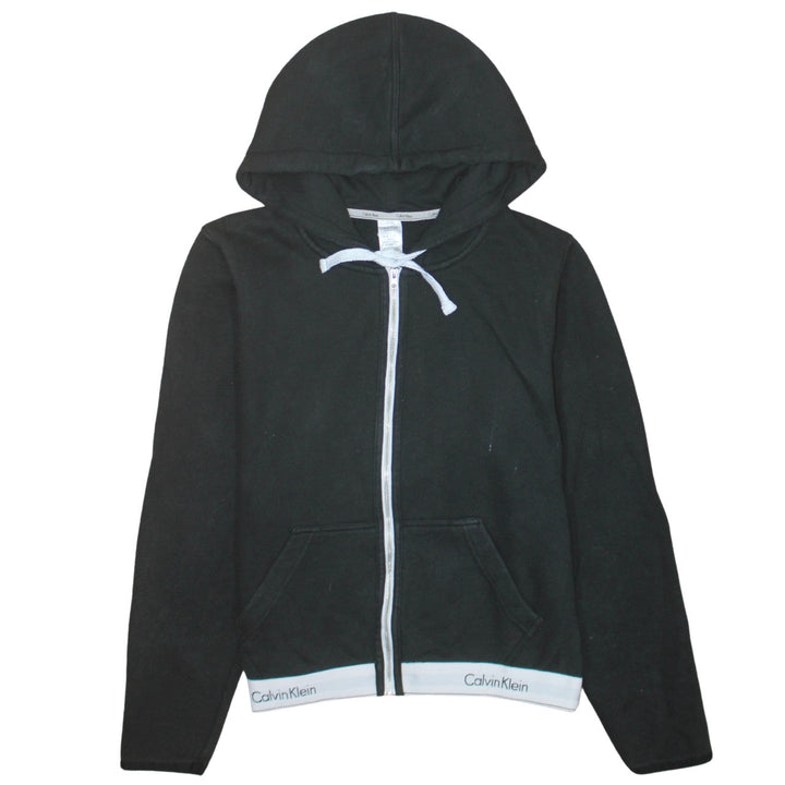 Calvin Klein Womens Black Hooded Zip Pyjama Top L