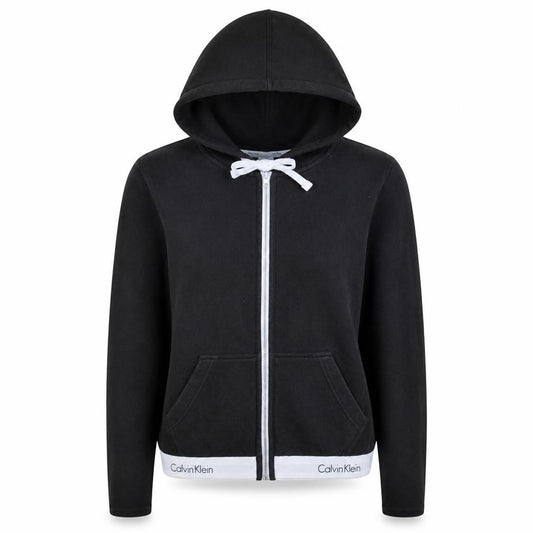 Calvin Klein Womens Black Hooded Zip Pyjama Top L
