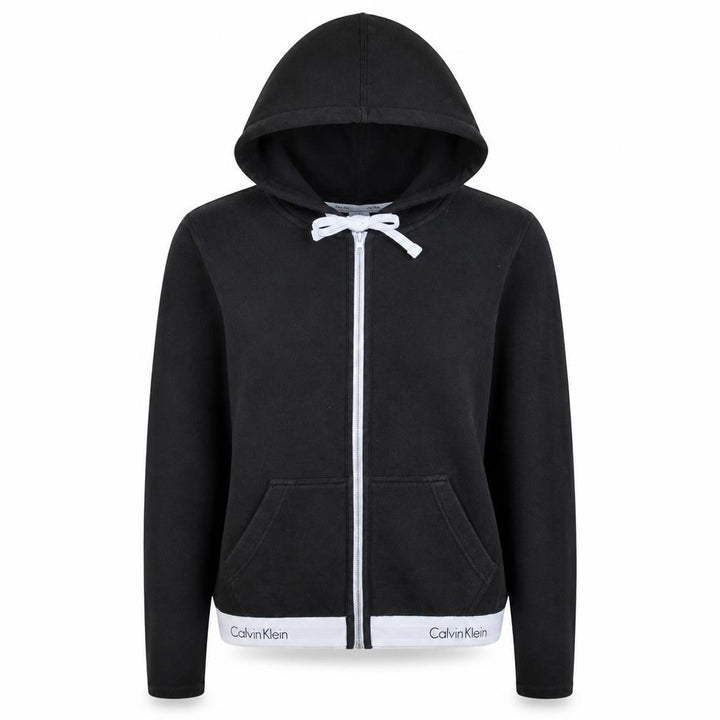 Calvin Klein Womens Black Hooded Zip Pyjama Top L