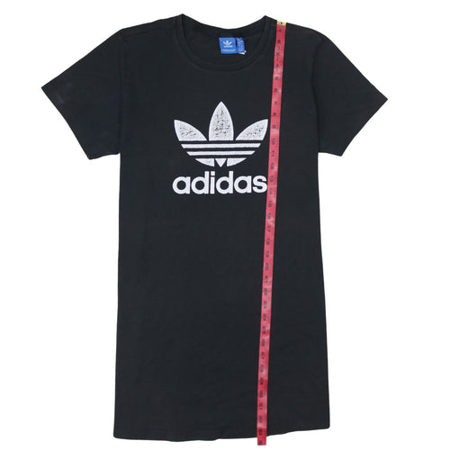 Adidas Womens Black Cotton Short Sleeve Trefoil Logo T-Shirt Size 16