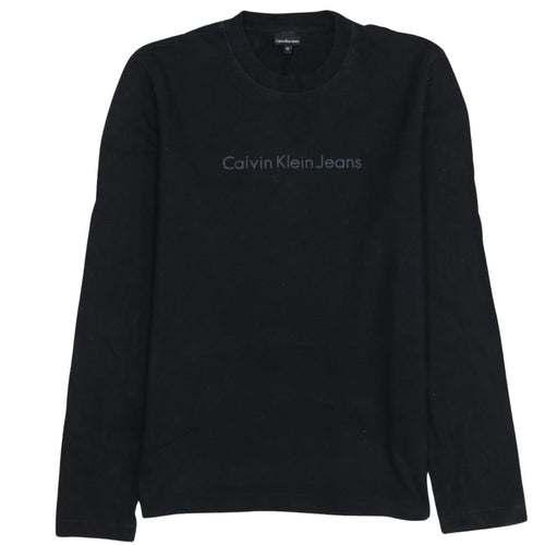 Calvin Klein Jeans Mens Black Long Sleeve Crew Neck Cotton T-Shirt M