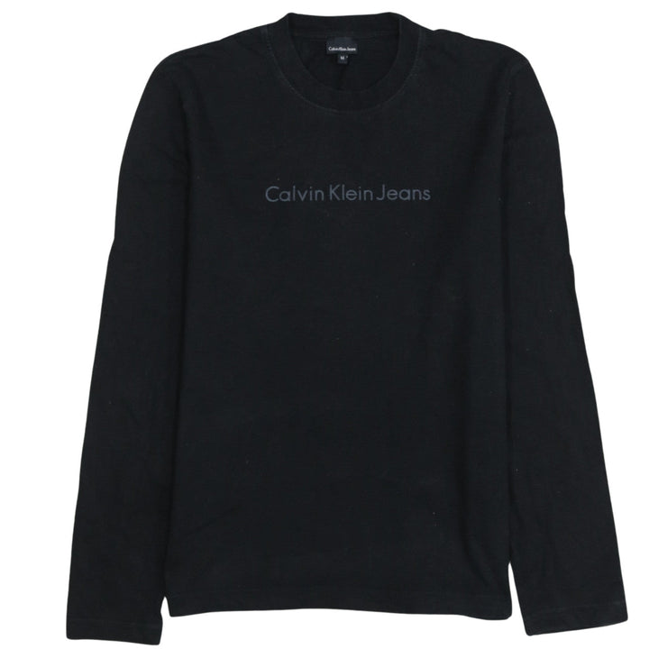 Calvin Klein Jeans Mens Black Long Sleeve Crew Neck Cotton T-Shirt M