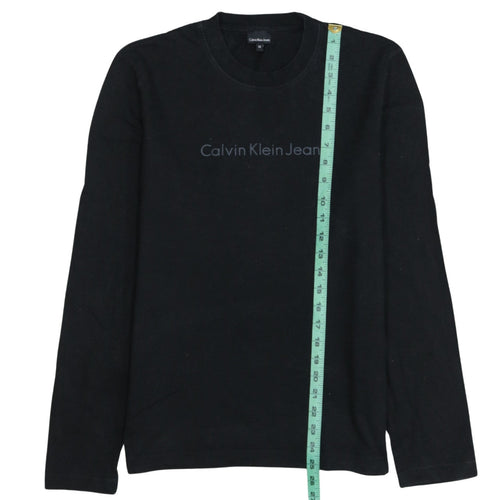 Calvin Klein Jeans Mens Black Long Sleeve Crew Neck Cotton T-Shirt M