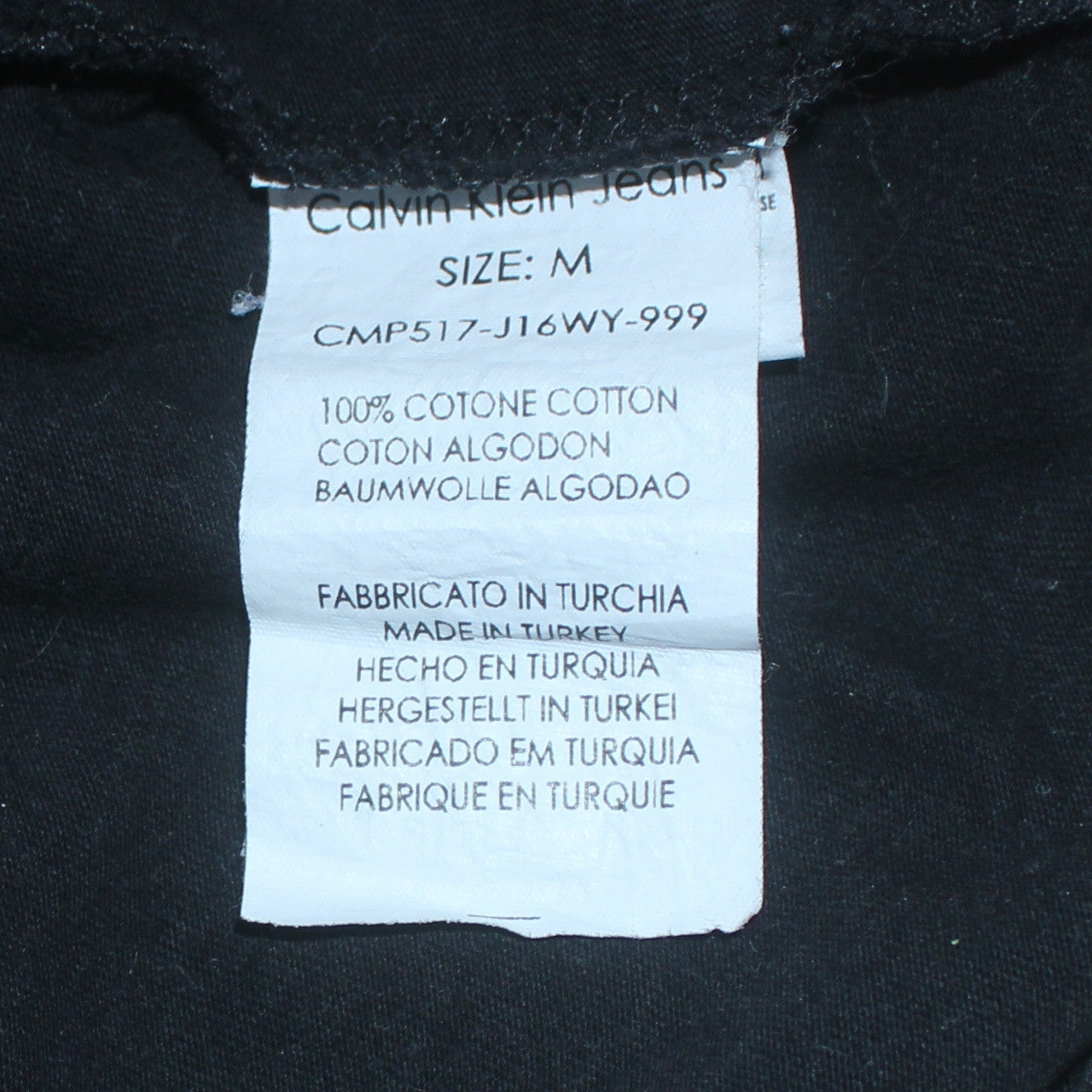 Calvin Klein Jeans Mens Black Long Sleeve Crew Neck Cotton T-Shirt M