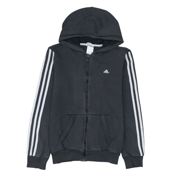 Adidas Women Black Full Zip Hoodie S Hooded Sweatshirt 8-10 UK